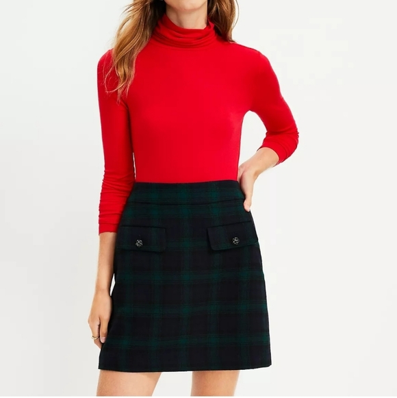 Loft Petite Plaid Button Trim Shift Skirt - Picture 7 of 7